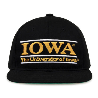 Iowa Retro Bar snapback hat in black, front view