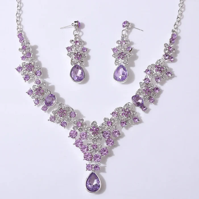 It Is All in the Details - Rhinestone Necklace and Earring Set  Bridal Jewelry - Quinceanera Sets