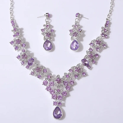 It Is All in the Details - Rhinestone Necklace and Earring Set  Bridal Jewelry - Quinceanera Sets