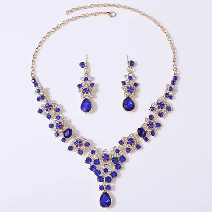 It Is All in the Details - Rhinestone Necklace and Earring Set  Bridal Jewelry - Quinceanera Sets
