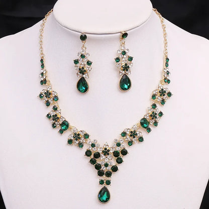 It Is All in the Details - Rhinestone Necklace and Earring Set  Bridal Jewelry - Quinceanera Sets