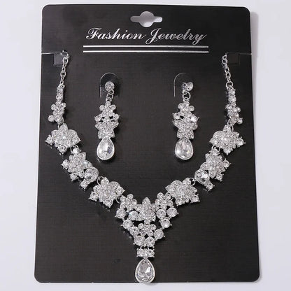 It Is All in the Details - Rhinestone Necklace and Earring Set  Bridal Jewelry - Quinceanera Sets