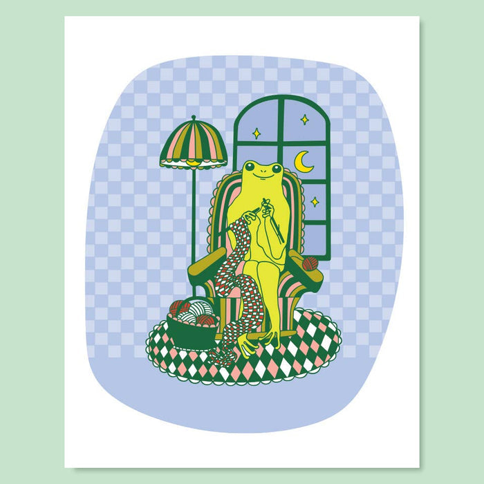 Knitting Frog Art Print