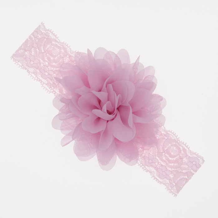 Lace Baby Headband with Chiffon Flower-Elastic Lace hairband - Infant - Toddler Girls Head Wear