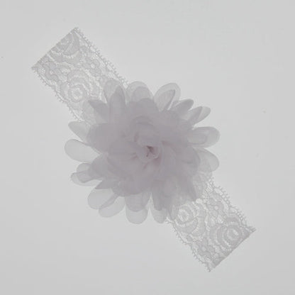 Lace Baby Headband with Chiffon Flower-Elastic Lace hairband - Infant - Toddler Girls Head Wear