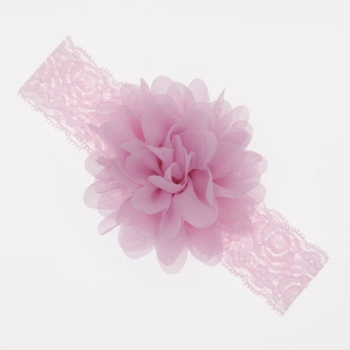Lace Baby Headband with Chiffon Flower-Elastic Lace hairband - Infant - Toddler Girls Head Wear