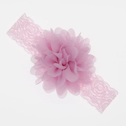 Lace Baby Headband with Chiffon Flower-Elastic Lace hairband - Infant - Toddler Girls Head Wear