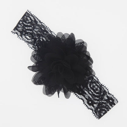 Lace Baby Headband with Chiffon Flower-Elastic Lace hairband - Infant - Toddler Girls Head Wear
