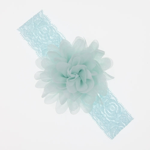 Lace Baby Headband with Chiffon Flower-Elastic Lace hairband - Infant - Toddler Girls Head Wear