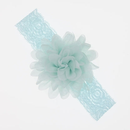 Lace Baby Headband with Chiffon Flower-Elastic Lace hairband - Infant - Toddler Girls Head Wear