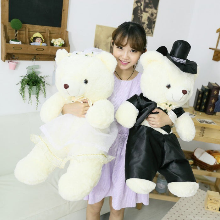 Large Bridal Couple Bears- Wedding Gift and Decoration- Plush Bride and Groom Teddies