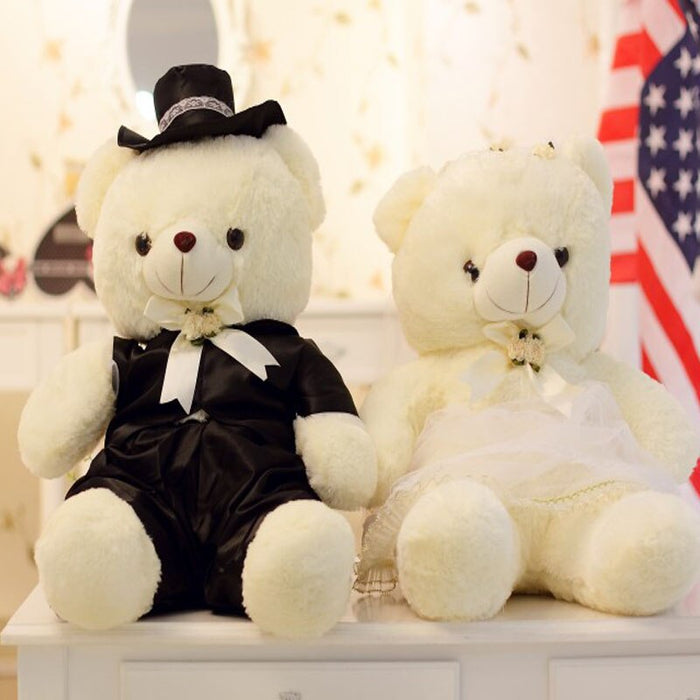 Large Bridal Couple Bears- Wedding Gift and Decoration- Plush Bride and Groom Teddies