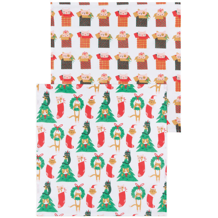 Let it Meow Christmas Floursack Dishtowels Set of 2