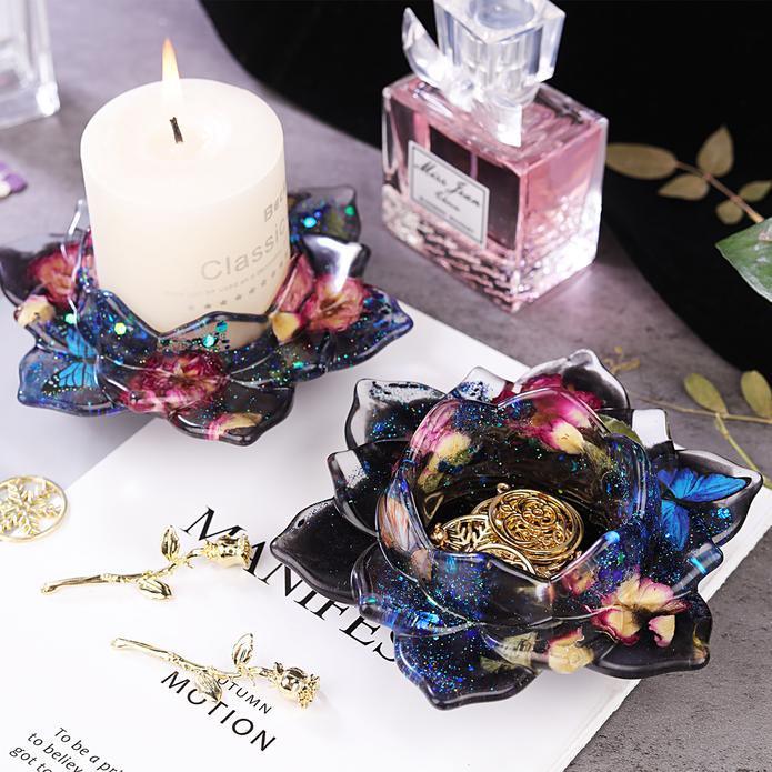 Lotus Candles Holders Resin Molds, Silicone Molds for Resin Casting - IntoResin