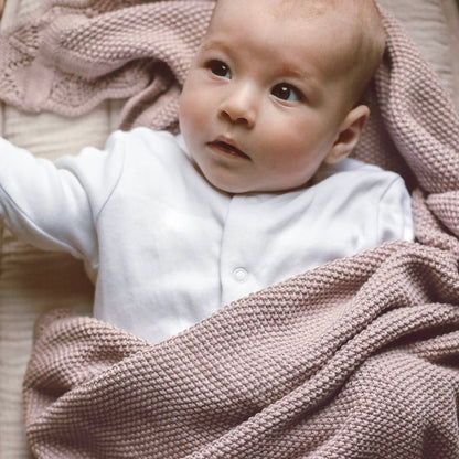 Mabel & Fox - Personalised Knitted Baby Blanket - Dusty Lilac - Mabel & Fox