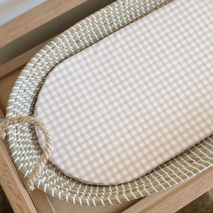 Mabel & Fox -  Basket Changing Mat - Blush Gingham - Mabel & Fox