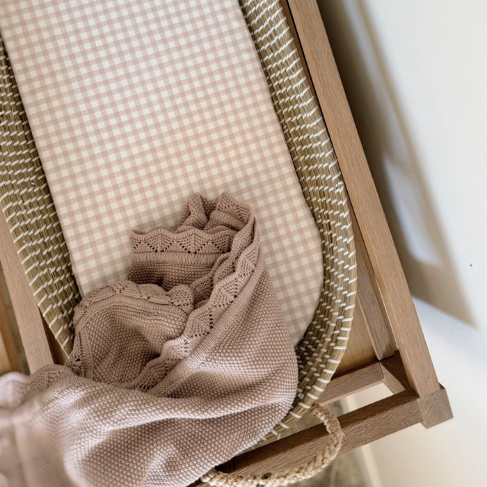 Mabel & Fox -  Basket Changing Mat - Blush Gingham - Mabel & Fox