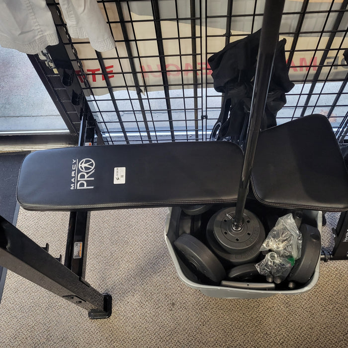 Marcy Pro Weight Lifting  Bench With Bar And Weights
