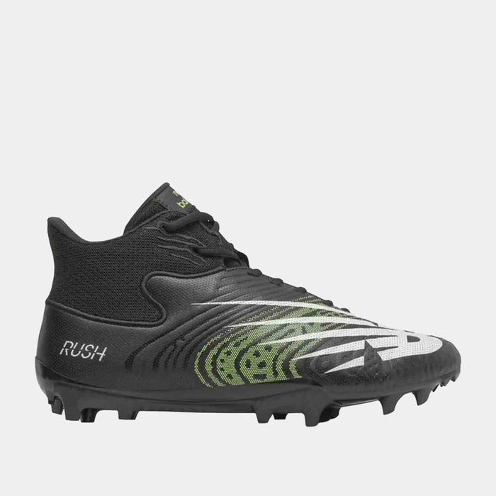 Side view of the Men's New Balance Rush V3 Mid Lacrosse Cleats.