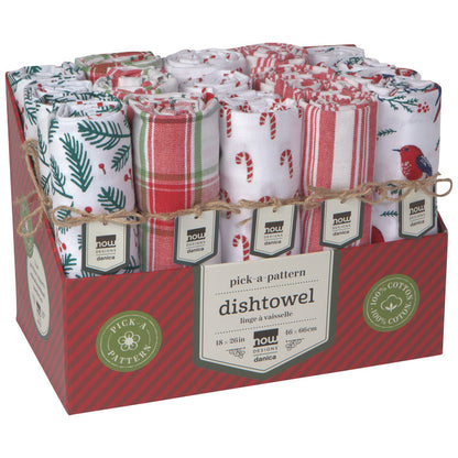 Merry & Bright Christmas Dishtowel Counter Display - 20 Assorted