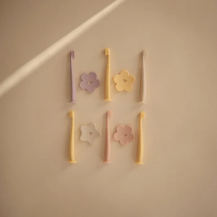 Mushie - Flower Training Toothbrush - Blush - Mabel & Fox