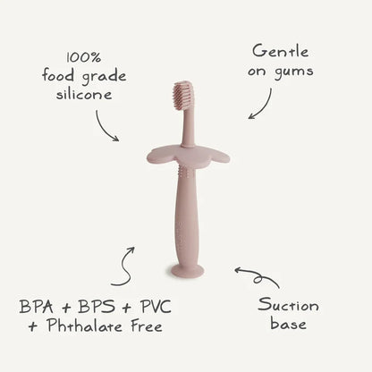 Mushie - Flower Training Toothbrush - Blush - Mabel & Fox