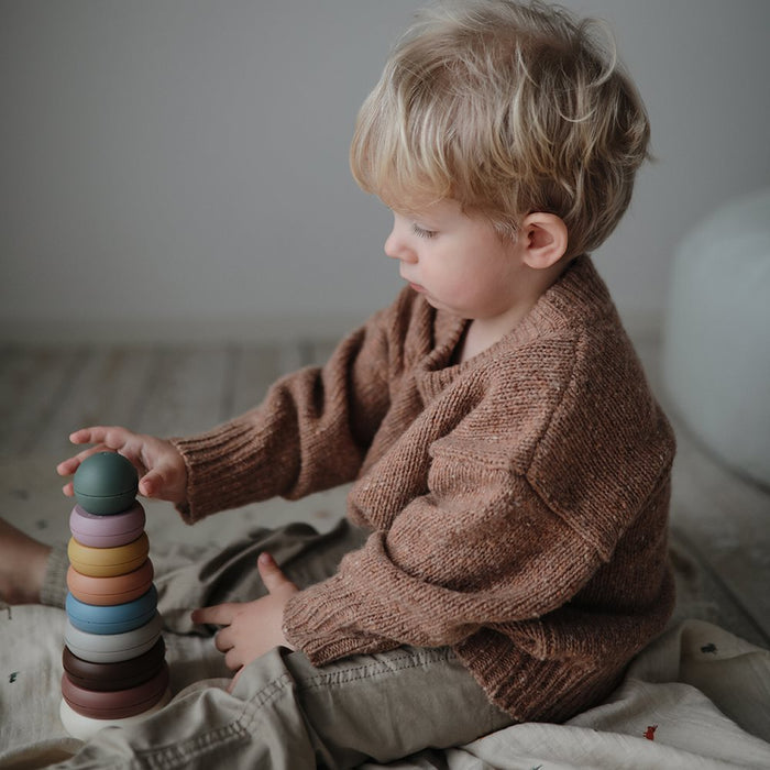 Mushie - Ring Tower Stacking Toy - Rustic - Mabel & Fox