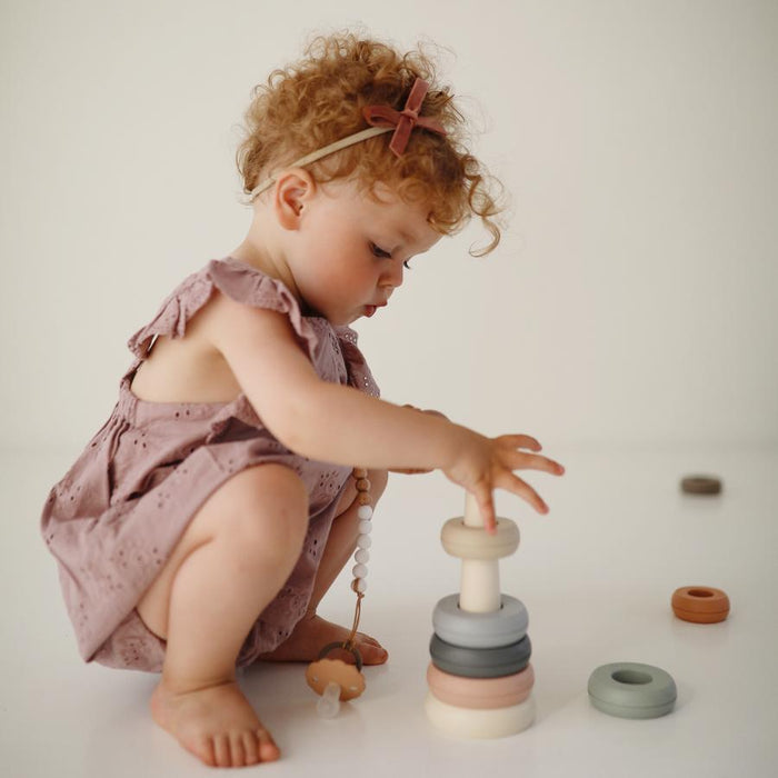 Mushie - Ring Tower Stacking Toy - Rustic - Mabel & Fox