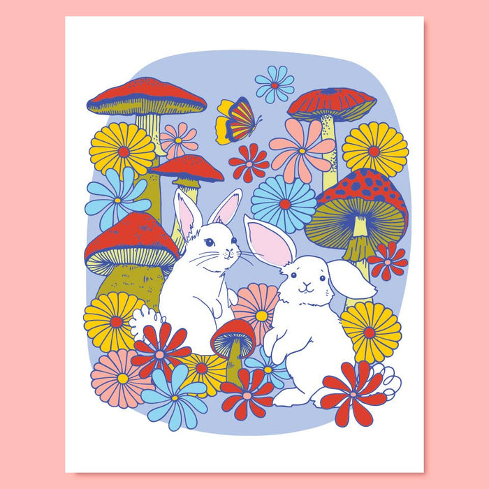 Mushroom Bunnies Art Print