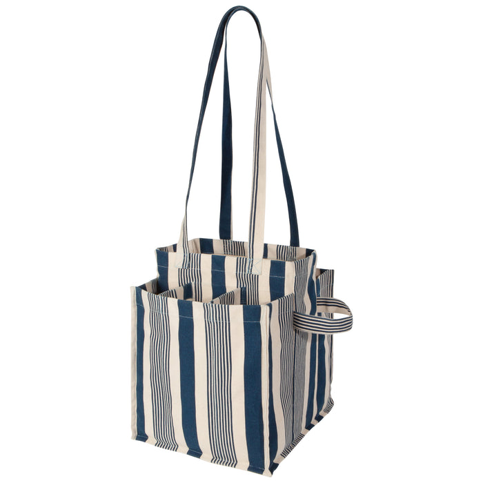 Navy Stripe Canvas Shopping Tote