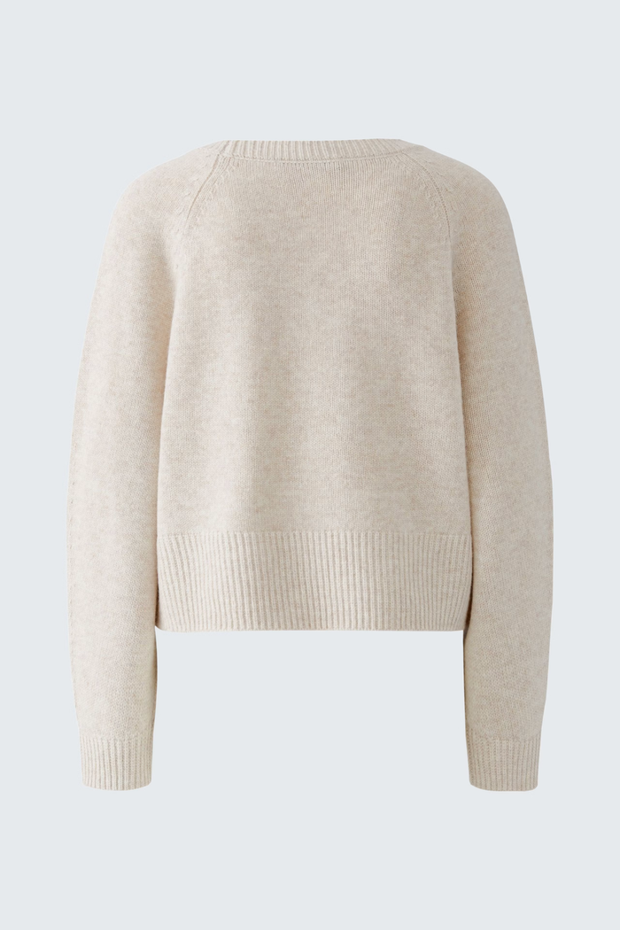 Dotique Oui ANGEL knit pullover in light beige melange with a relaxed fit and boat neckline.