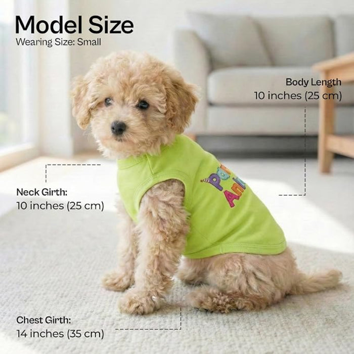 Party Animal Lime Green Colorful Embroidered Dog T-Shirt