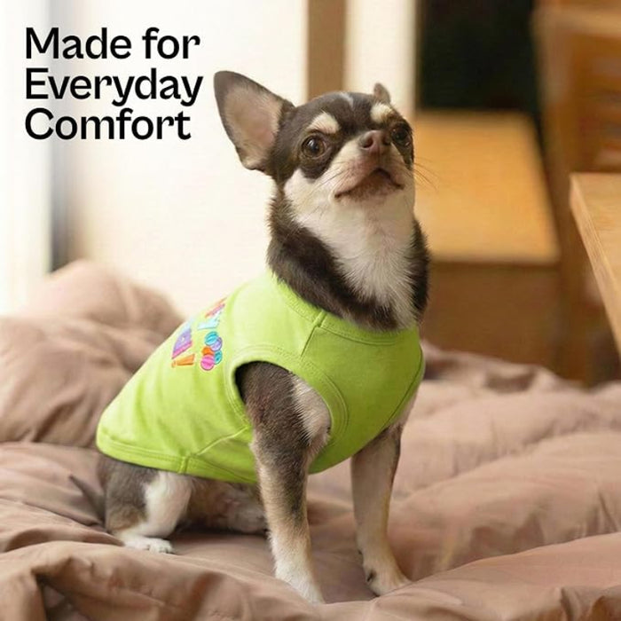 Party Animal Lime Green Colorful Embroidered Dog T-Shirt