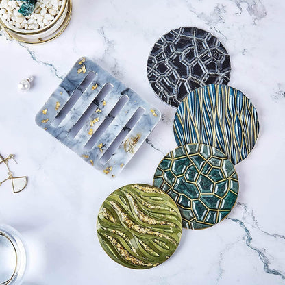INTORESIN™ Pattern Coaster Resin Molds, Silicone Coaster Molds for DIY Home Decoration - IntoResin