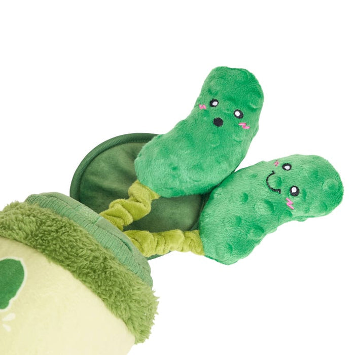 ZippyPaws dog toys Pickle Jar Bungee Burrow Interactive Plush Squeaky Dog Toy