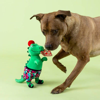 Petshop by Fringe Studio dog toys Pizzasaurus Rex Plush Squeaky Dog Toy