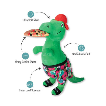 Petshop by Fringe Studio dog toys Pizzasaurus Rex Plush Squeaky Dog Toy