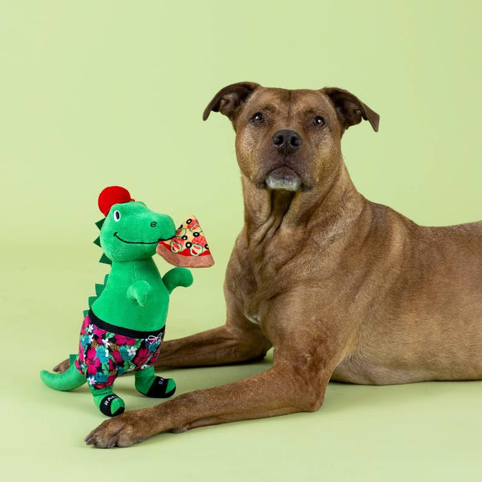 Petshop by Fringe Studio dog toys Pizzasaurus Rex Plush Squeaky Dog Toy