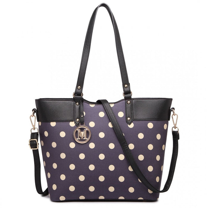 Polka Dot Print Tote Bag - Purple