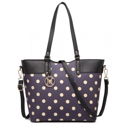 Polka Dot Print Tote Bag - Purple