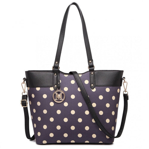 Polka Dot Print Tote Bag - Purple