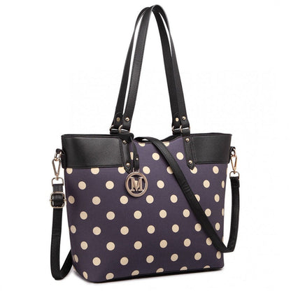 Polka Dot Print Tote Bag - Purple