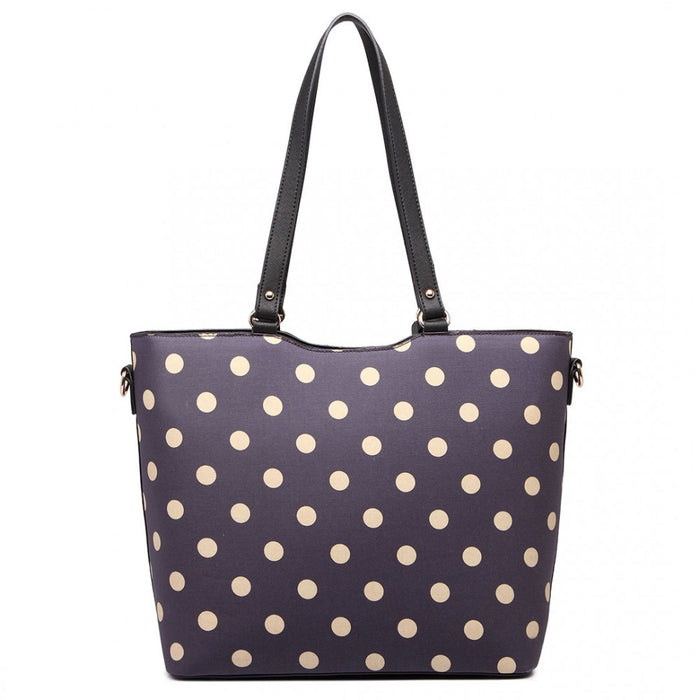 Polka Dot Print Tote Bag - Purple