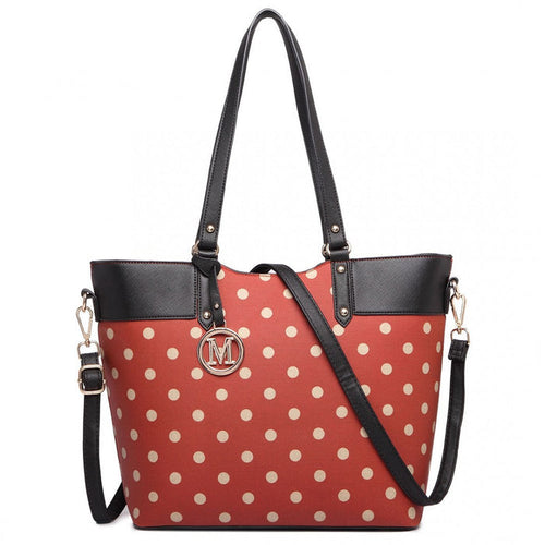 Polka Dot Print Tote Bag - Red