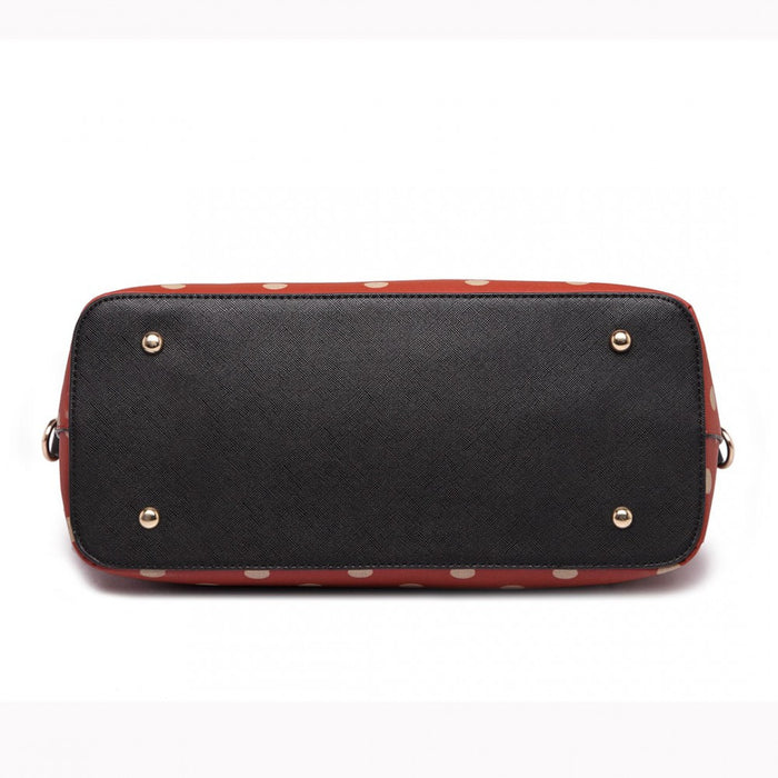 Polka Dot Print Tote Bag - Red