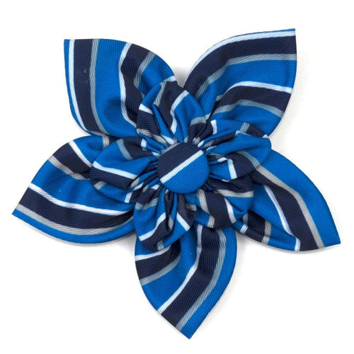 The Worthy Dog Bow Ties SM Prep Stripe Blue Flower Pet Collar Attachment - 2 Sizes