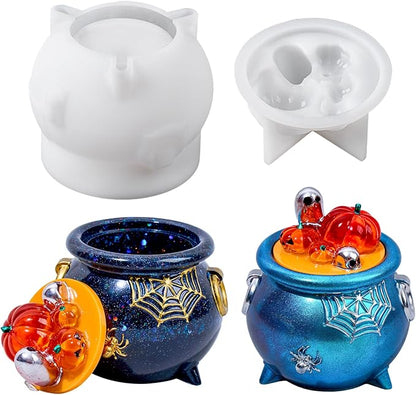 Pumpkin Spider Bone Witch Cauldron Resin Mold