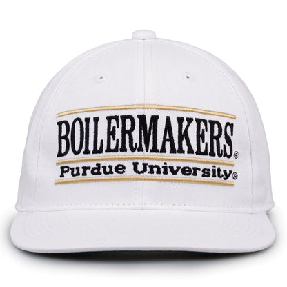 Purdue Retro Bar snapback hat in white, front view