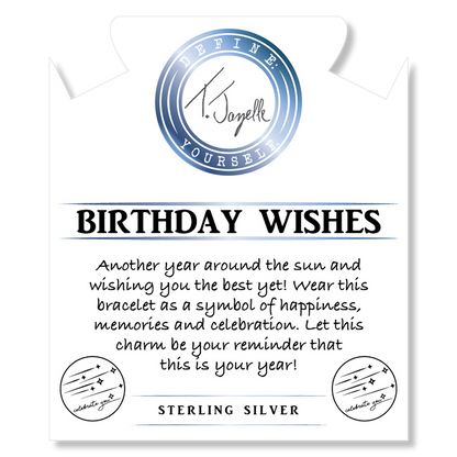 Purple Jasper Stone Bracelet with Birthday Wishes Sterling Silver Charm