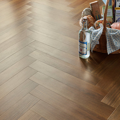 Rannerdale LVT Herringbone Flooring - Cherokee Oak